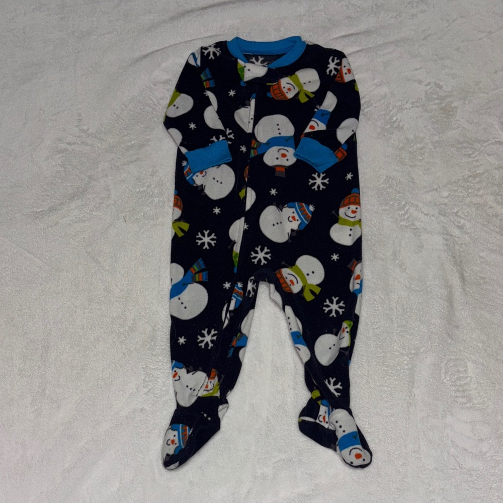 carters fleece Snowman Print One Piece footie/ sleeper